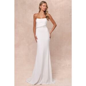 Lulu's Chic Cream Strapless Maxi Dress